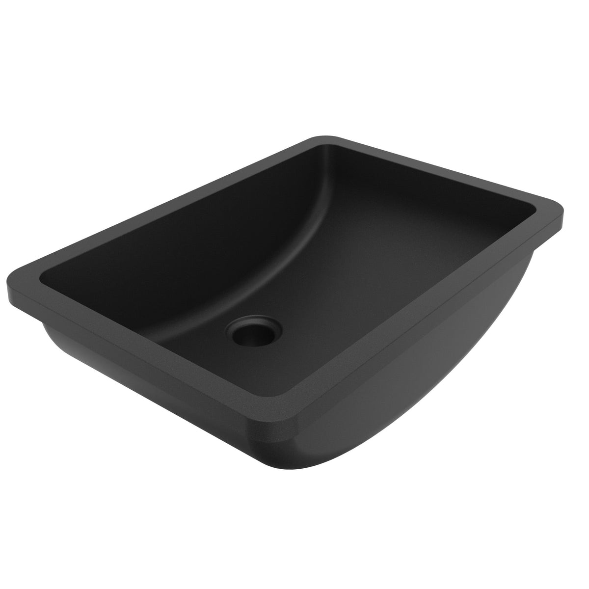 20" Seamless Undermount Quartz Composite Bathroom Sink In Black