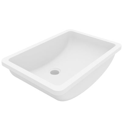 20" Seamless Undermount Quartz Composite Bathroom Sink In White