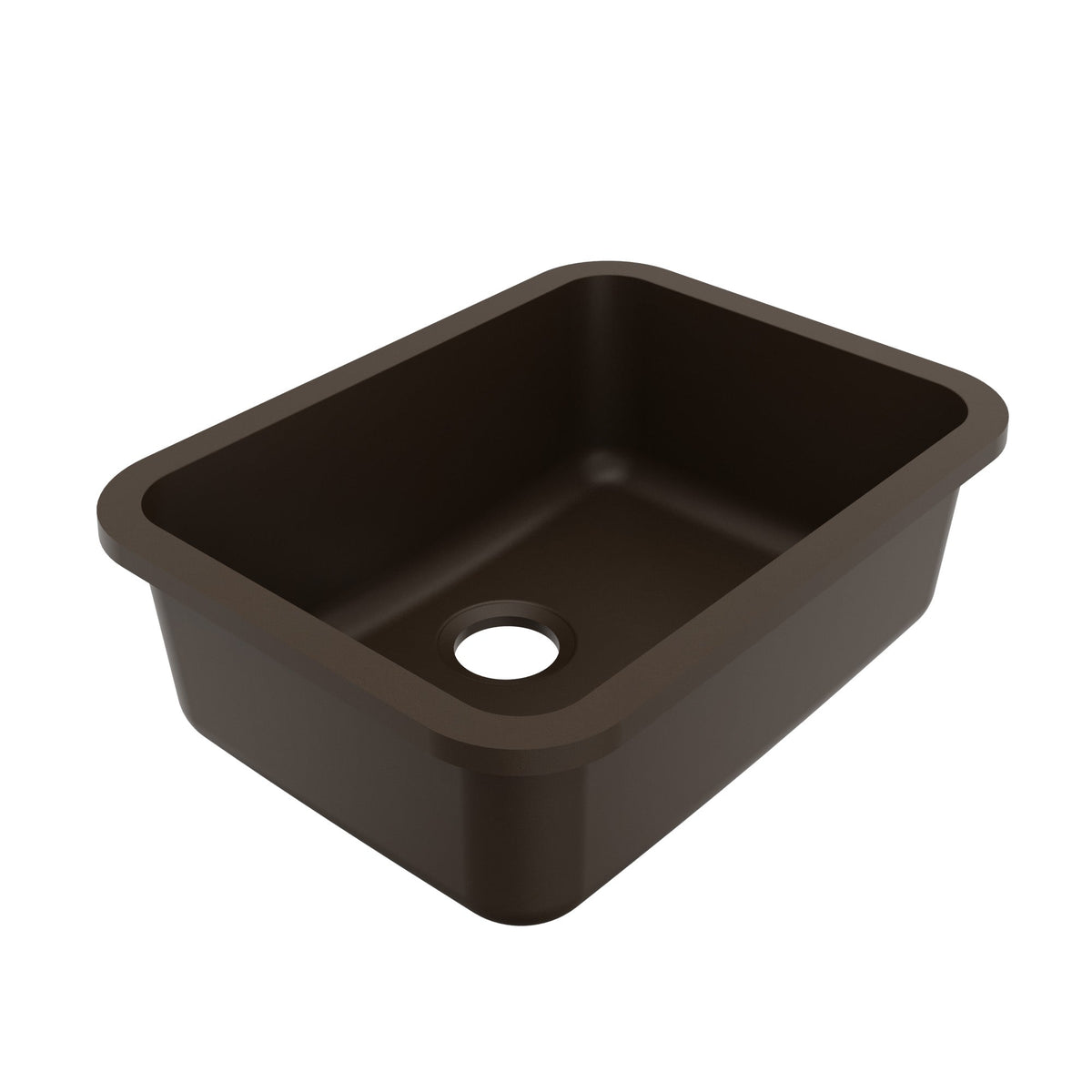24-1/8" Seamless Undermount Single Bowl Quartz Composite Kitchen Sink In Brown