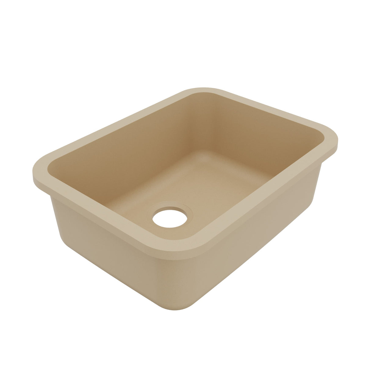 24-1/8" Seamless Undermount Single Bowl Quartz Composite Kitchen Sink In Bisque