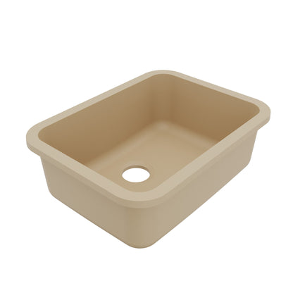 24-1/8" Seamless Undermount Single Bowl Quartz Composite Kitchen Sink In Bisque