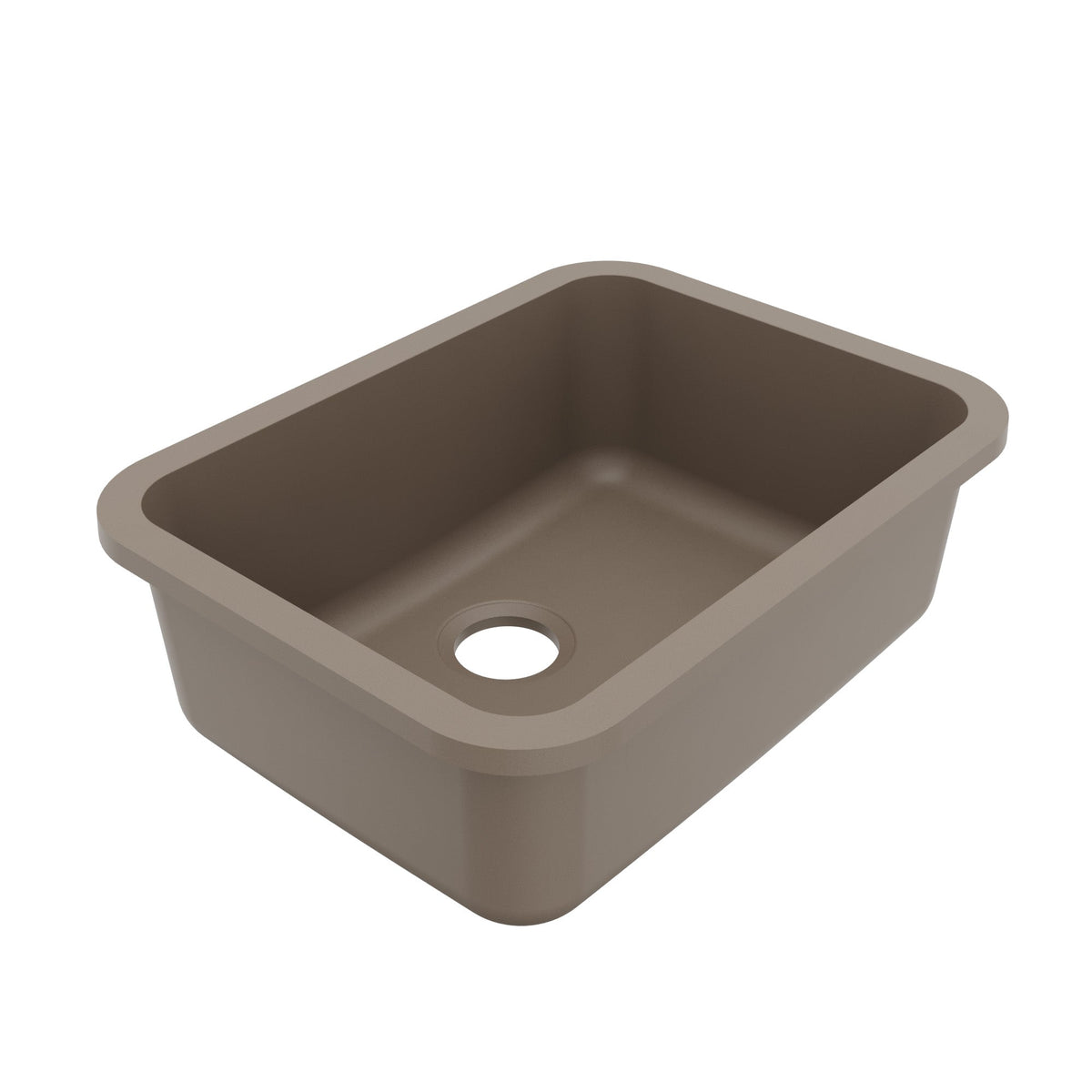 24-1/8" Seamless Undermount Single Bowl Quartz Composite Kitchen Sink In Concrete