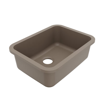 24-1/8" Seamless Undermount Single Bowl Quartz Composite Kitchen Sink In Concrete