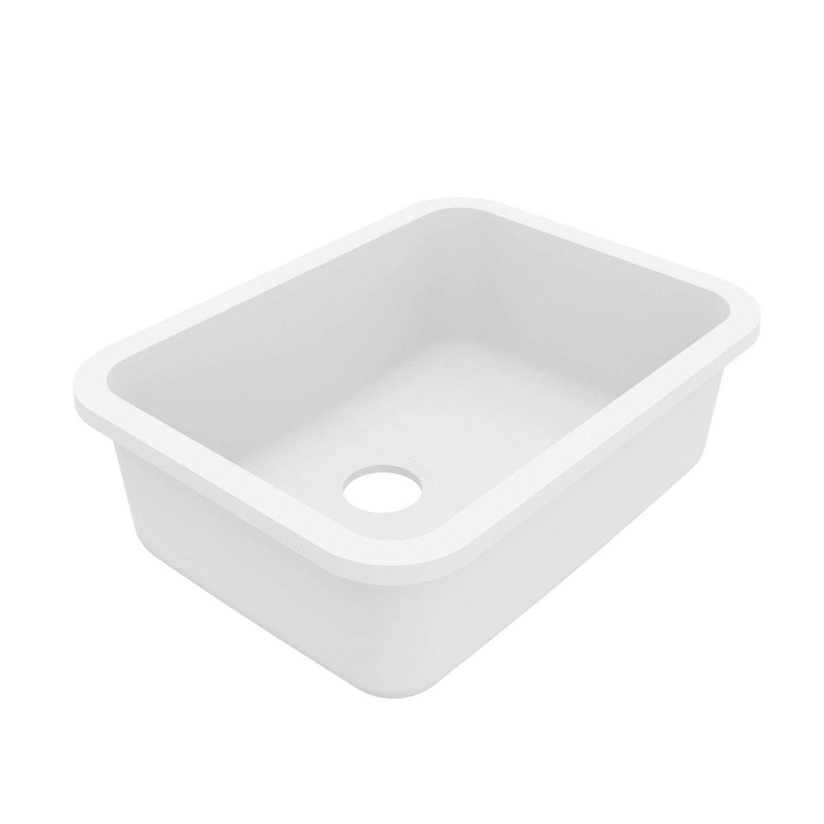 24-1/8" Seamless Undermount Single Bowl Quartz Composite Kitchen Sink In White