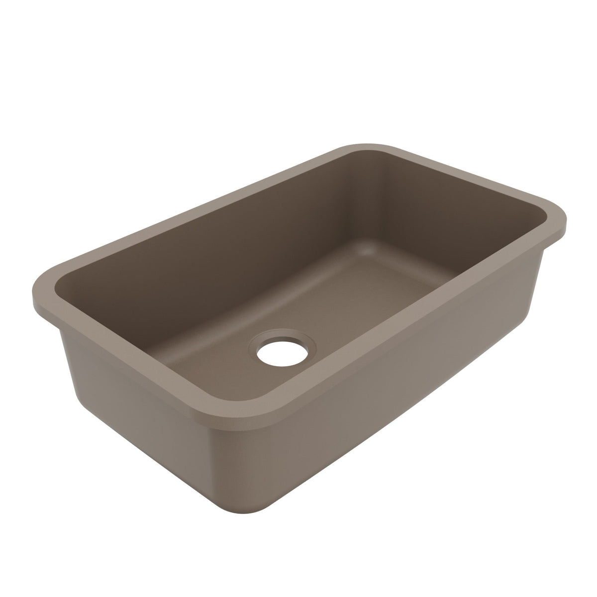 30-7/8" Seamless Undermount Large Single Bowl Quartz Composite Kitchen Sink In Concrete