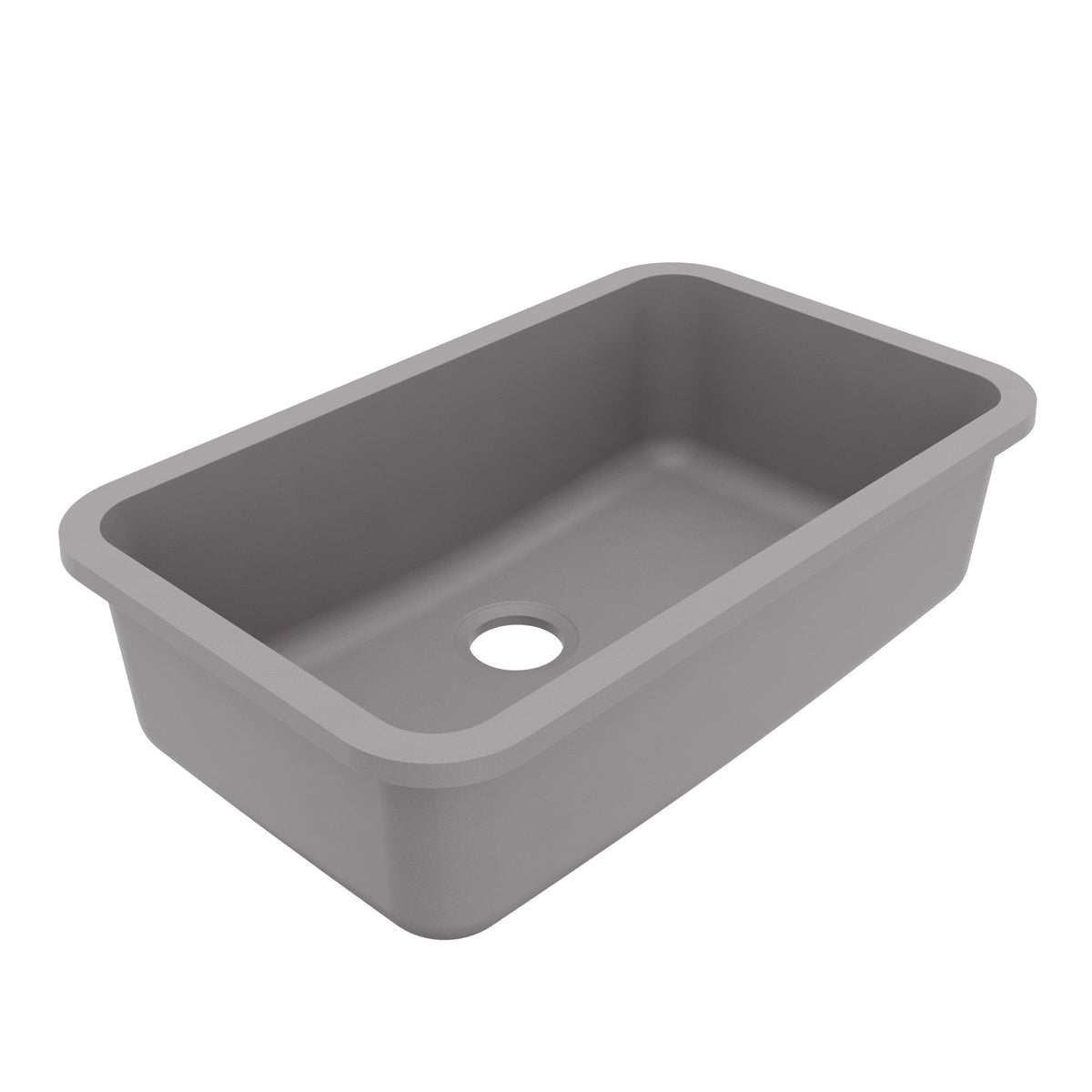 30-7/8" Seamless Undermount Large Single Bowl Quartz Composite Kitchen Sink In Grey