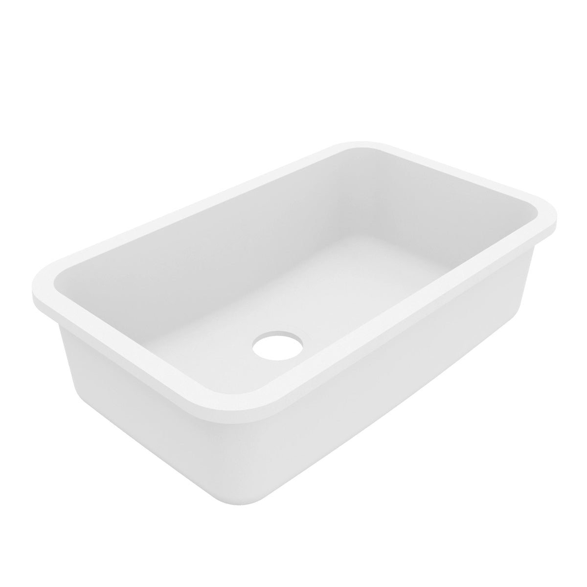 30-7/8" Seamless Undermount Large Single Bowl Quartz Composite Kitchen Sink In White
