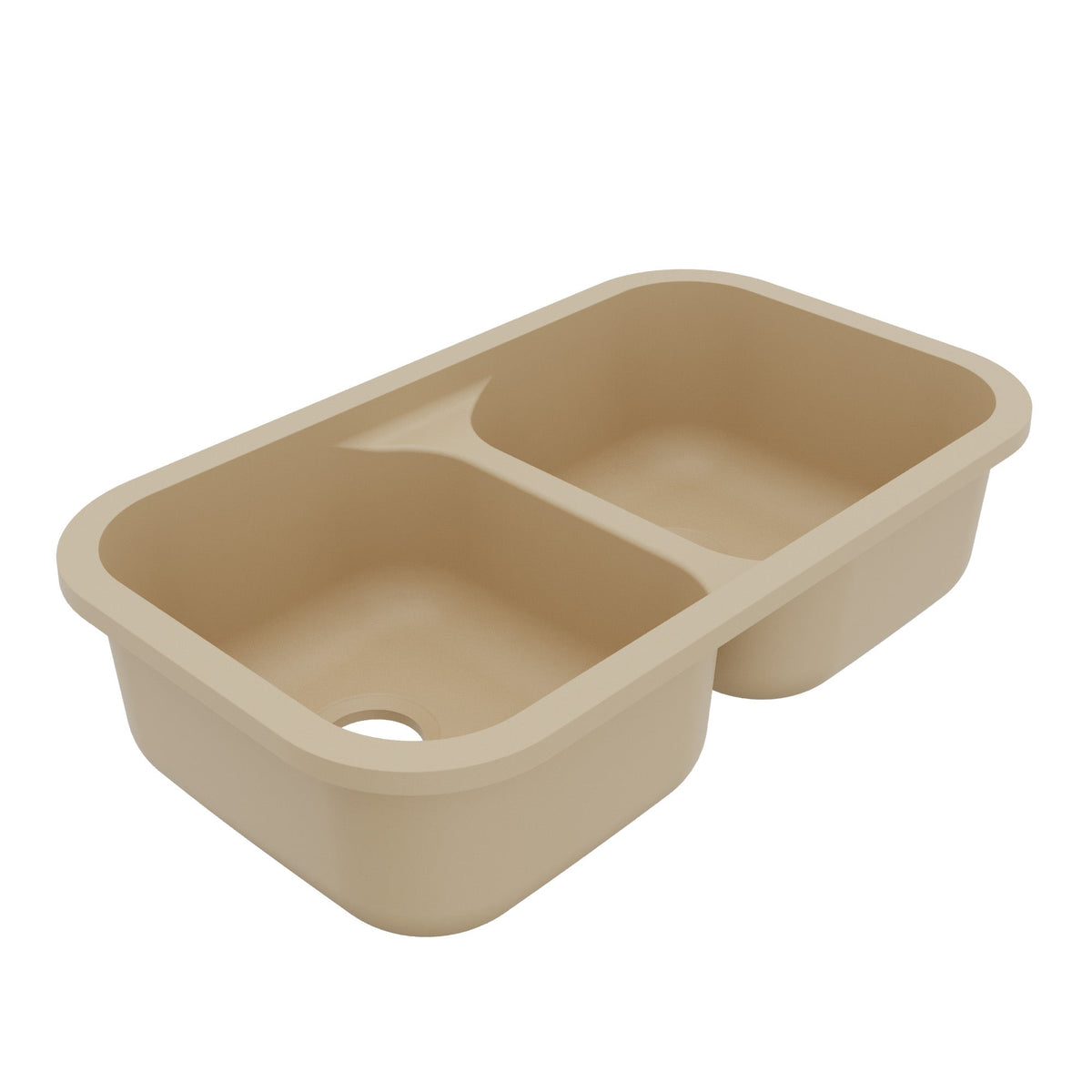 32-7/8" Seamless Undermount Doube Equal Bowl Quartz Composite Kitchen Sink In Bisque