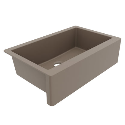 34" Farmhouse Large Single Bowl Quartz Composite Kitchen Sink In Concrete