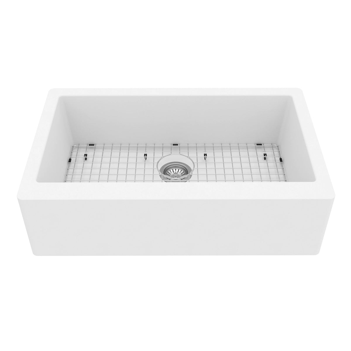 34" Farmhouse Large Single Bowl Quartz Composite Kitchen Sink Kit In White