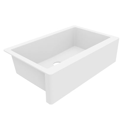 34" Farmhouse Large Single Bowl Quartz Composite Kitchen Sink In White