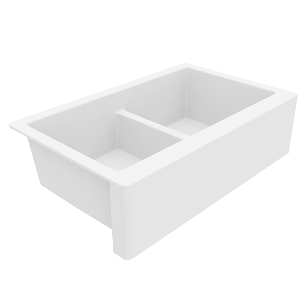 34" Farmhouse Double Equal Bowl Quartz Composite Kitchen Sink In White