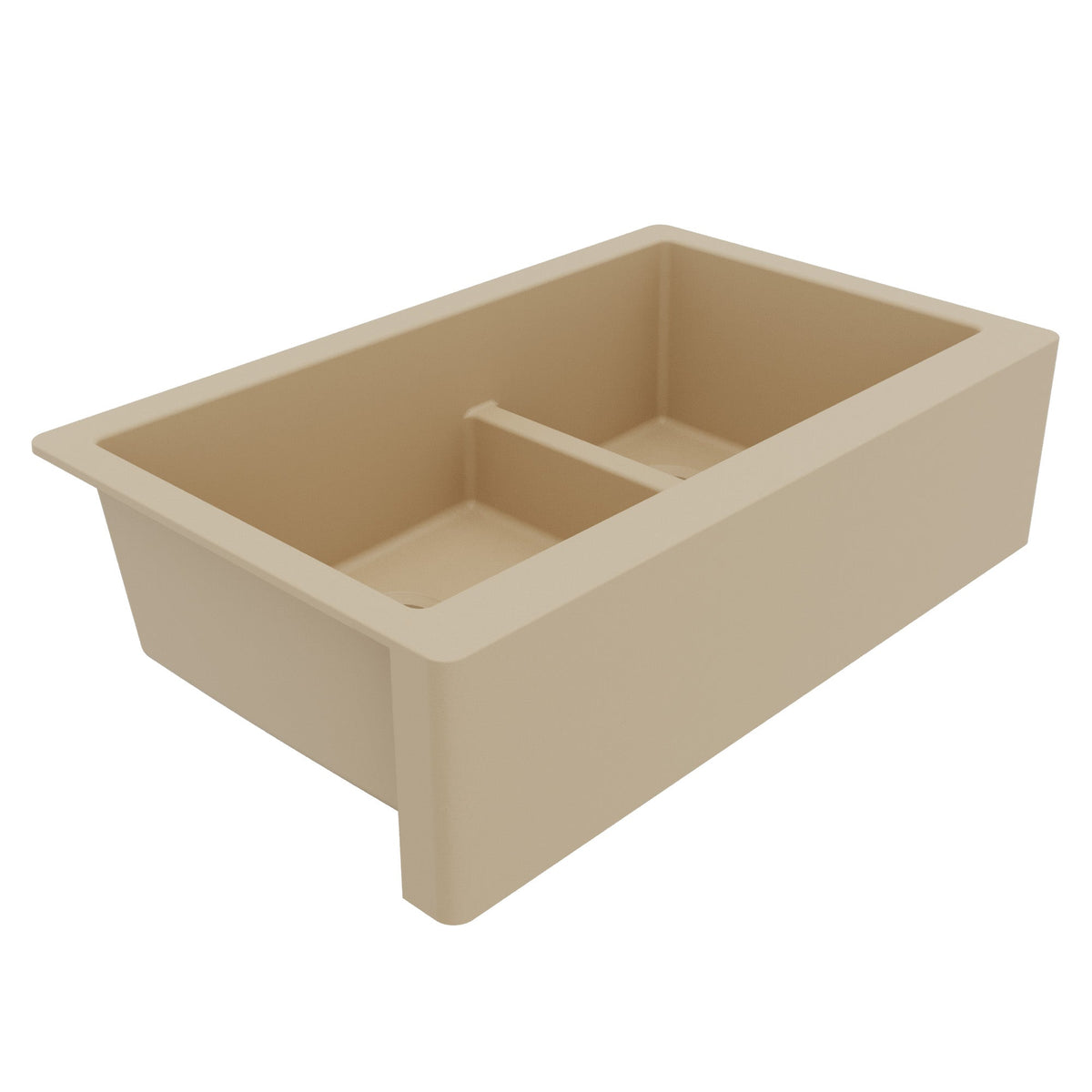 34" Farmhouse Double Offset Bowl Quartz Composite Kitchen Sink In Bisque
