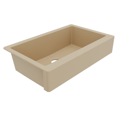 34" Retrofit Farmhouse Large Single Bowl Quartz Composite Kitchen Sink In Bisque