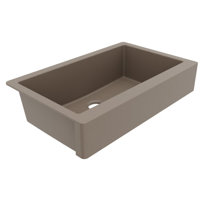34" Retrofit Farmhouse Large Single Bowl Quartz Composite Kitchen Sink In Concrete