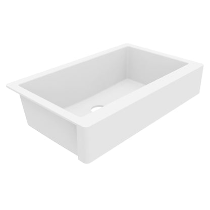 34" Retrofit Farmhouse Large Single Bowl Quartz Composite Kitchen Sink In White
