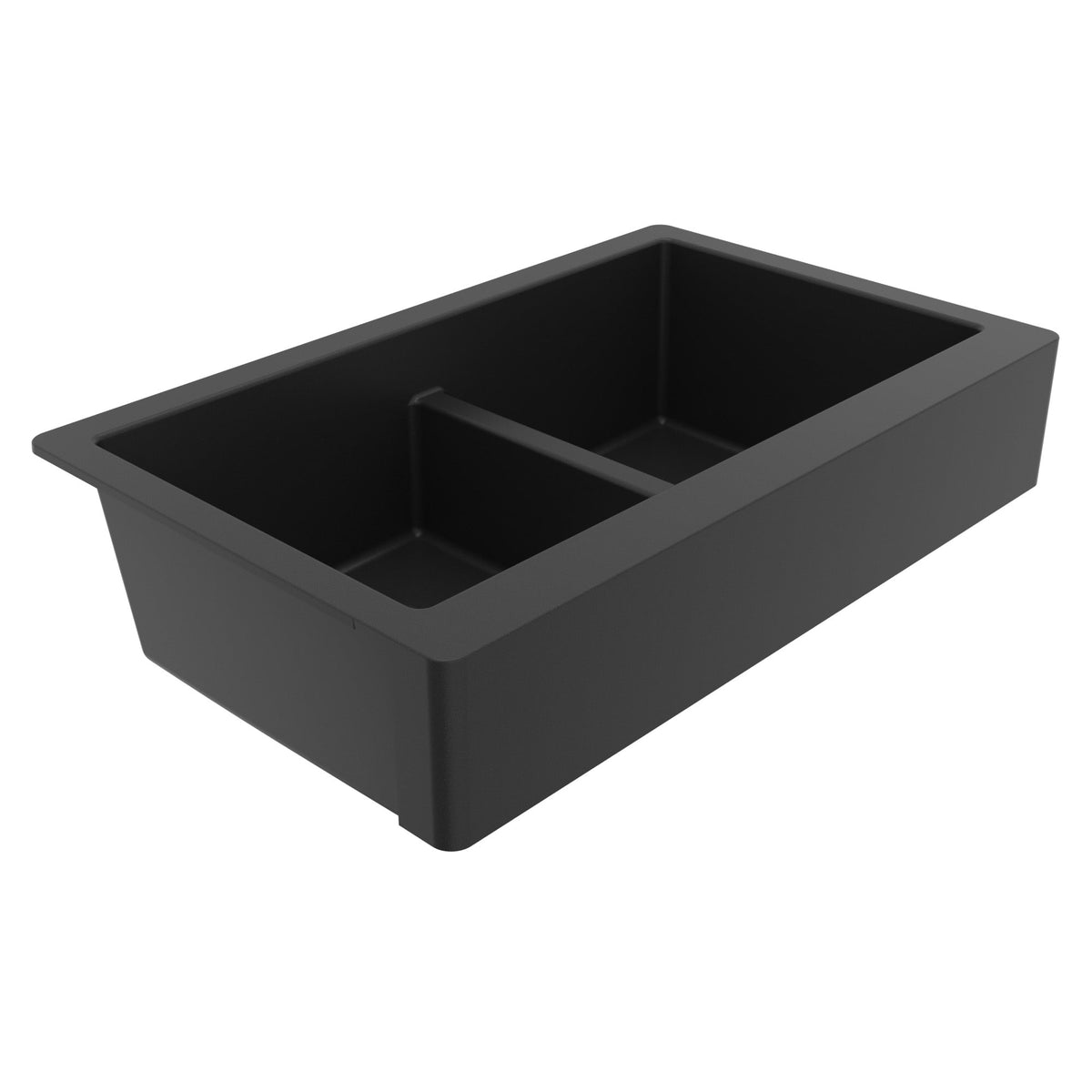 34" Retrofit Farmhouse Double Equal Bowl Quartz Composite Kitchen Sink In Black