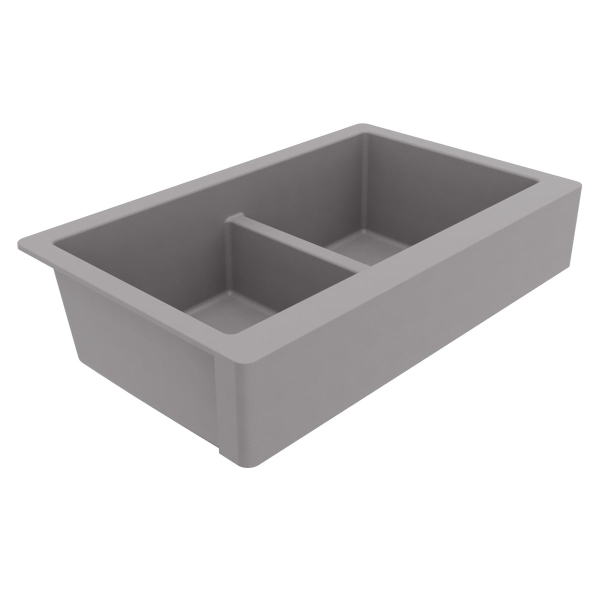 34" Retrofit Farmhouse Double Equal Bowl Quartz Composite Kitchen Sink In Grey