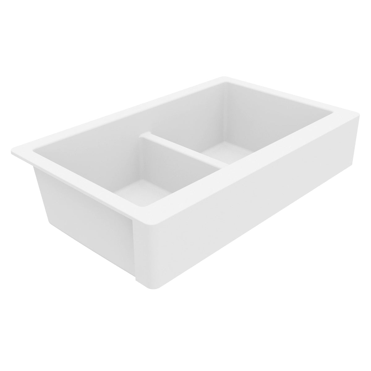 34" Retrofit Farmhouse Double Equal Bowl Quartz Composite Kitchen Sink In White