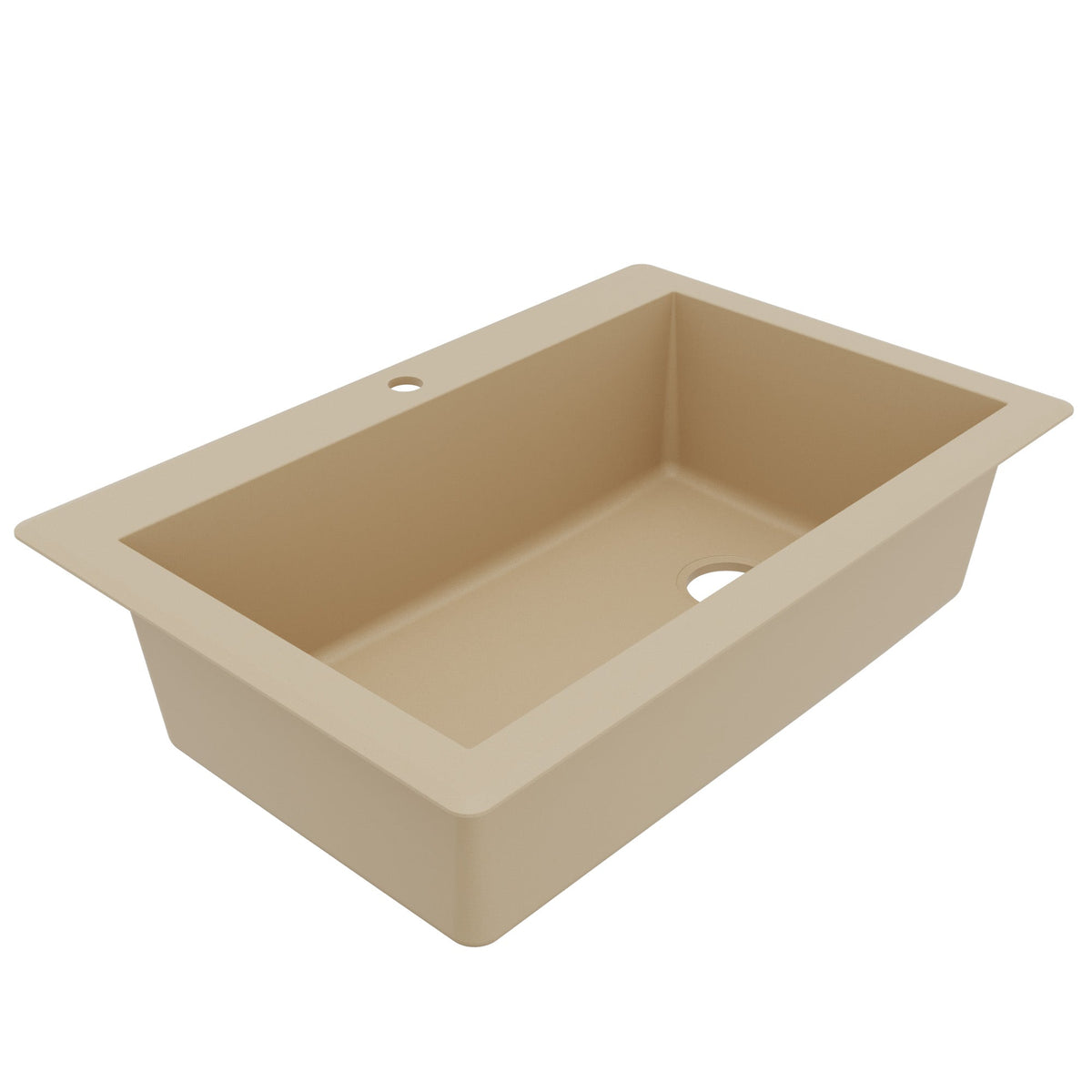 33" Top Mount Large Single Bowl Quartz Composite Kitchen Sink In Bisque
