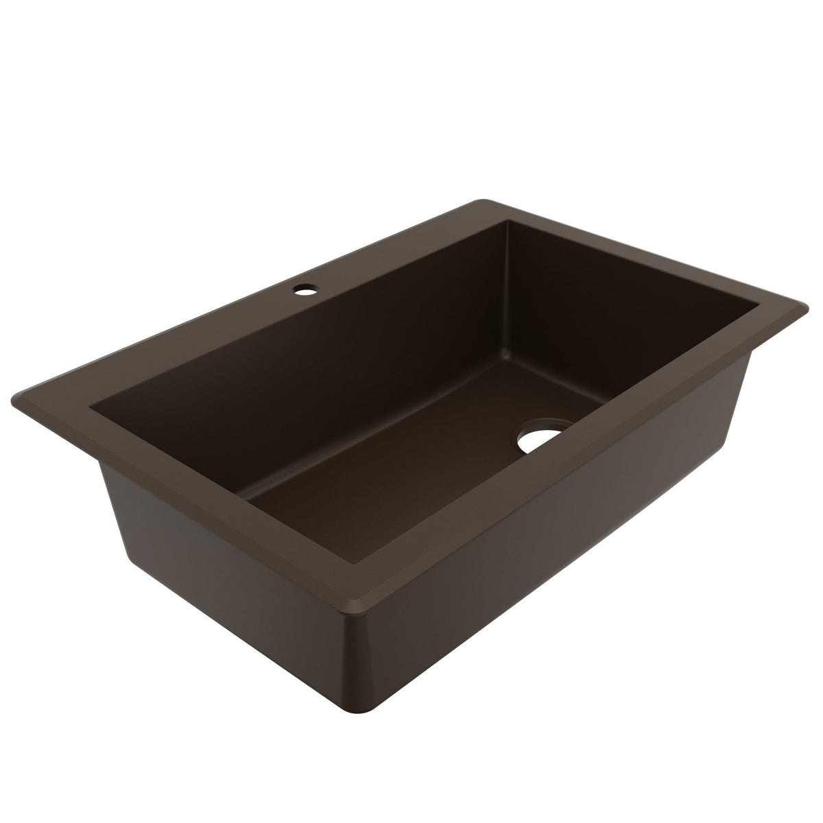 33" Top Mount Large Single Bowl Quartz Composite Kitchen Sink In Brown