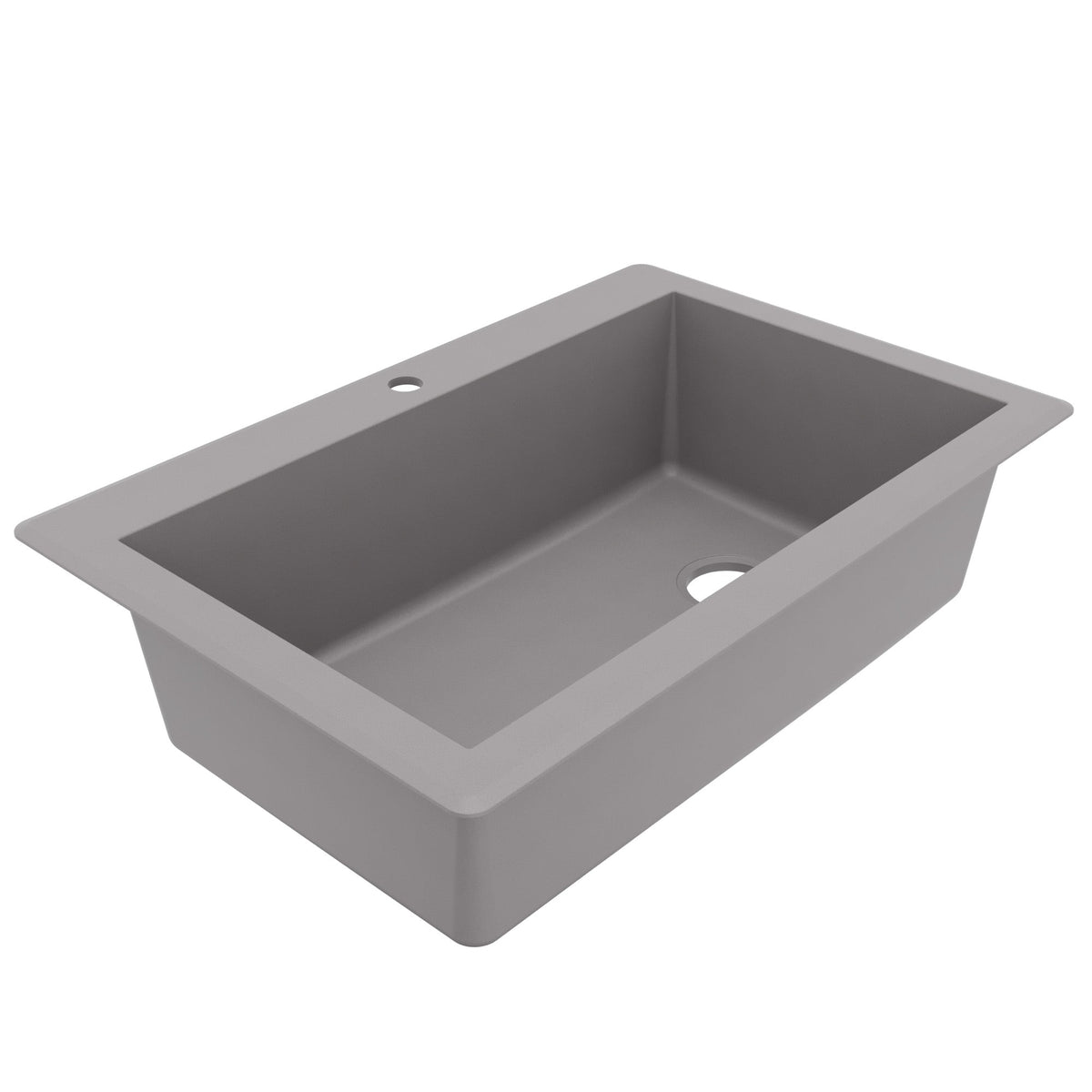 33" Top Mount Large Single Bowl Quartz Composite Kitchen Sink In Grey
