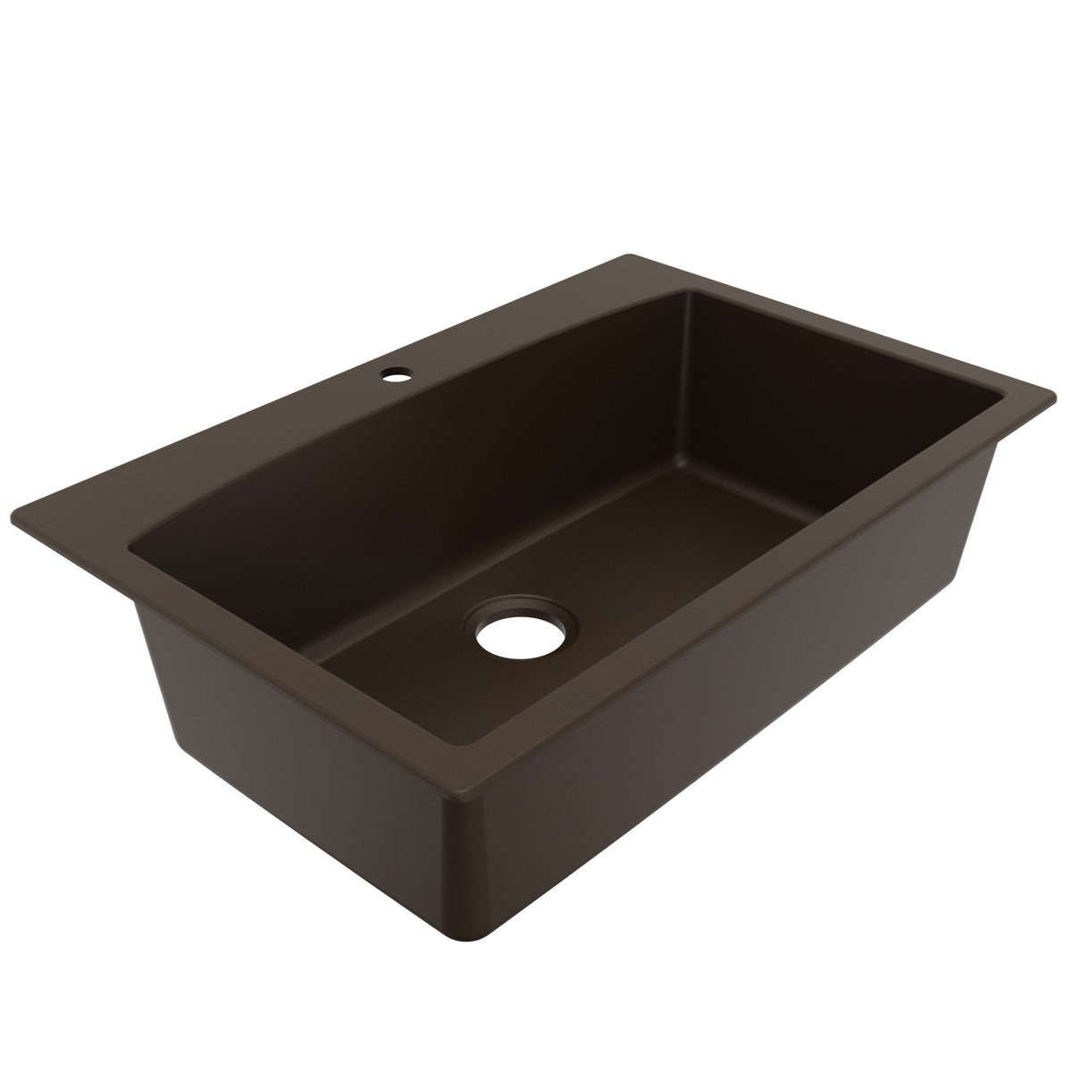 33" Top Mount Large Single Bowl Quartz Composite Kitchen Sink In Brown
