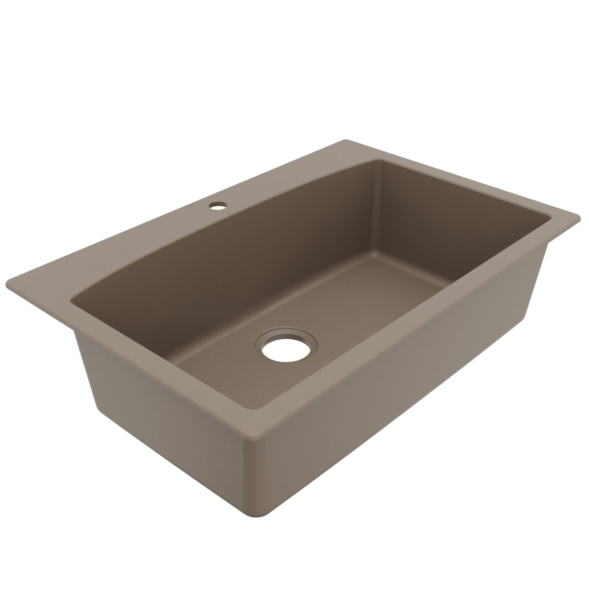 33" Top Mount Large Single Bowl Quartz Composite Kitchen Sink In Concrete