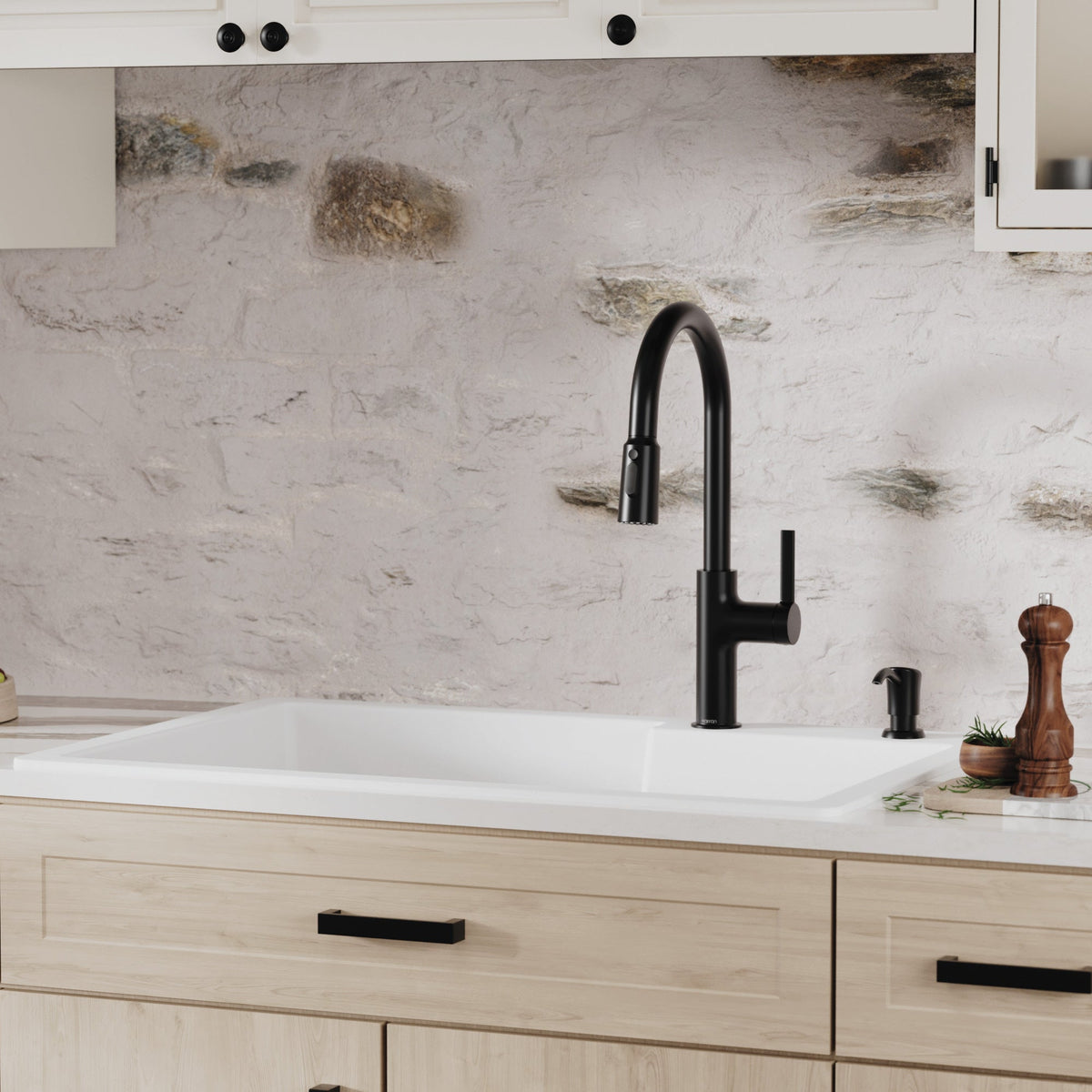 33" Top Mount Double Offset Bowl Quartz Composite Kitchen Sink In White
