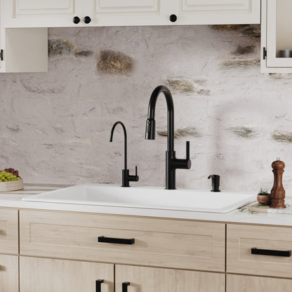 33" Top Mount Single Bowl Quartz Composite Kitchen Sink In White