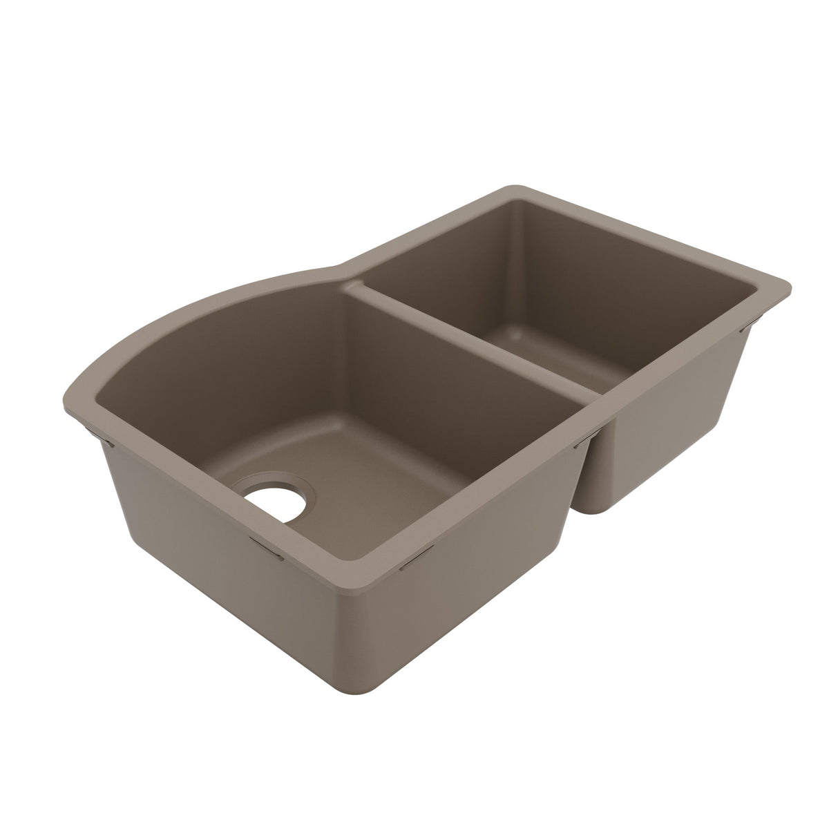 32-1/4" Undermount Double Offset Bowl Quartz Composite Kitchen Sink In Concrete