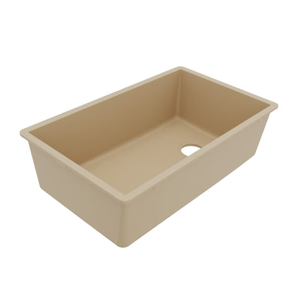 31-5/8" Undermount Large Single Bowl Quartz Composite Kitchen Sink In Bisque