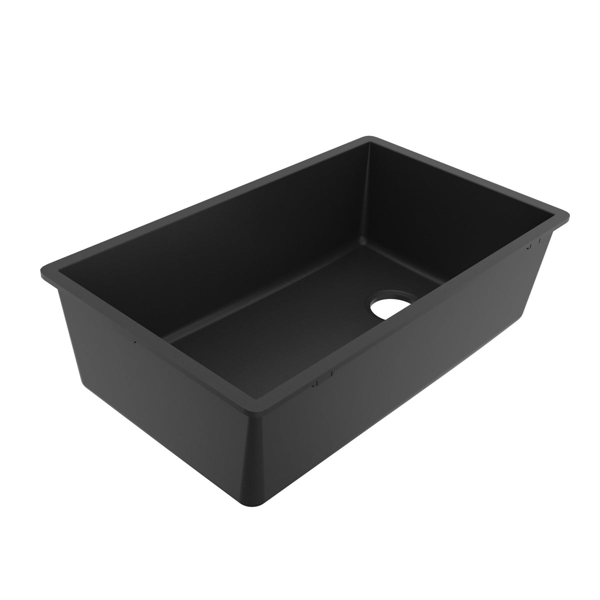 31-5/8" Undermount Large Single Bowl Quartz Composite Kitchen Sink In Black
