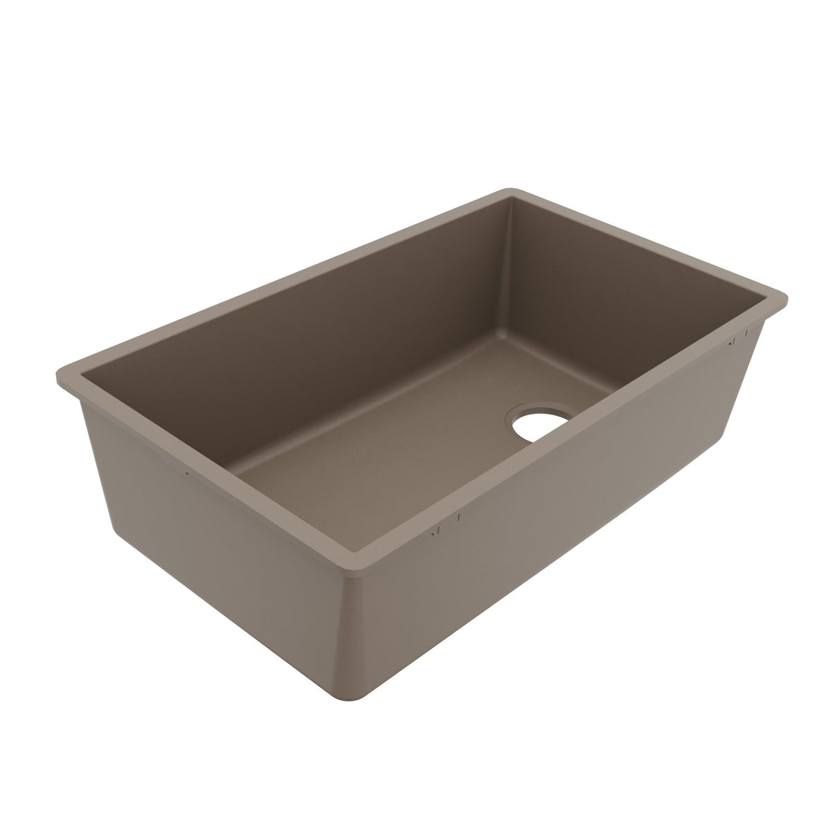 31-5/8" Undermount Large Single Bowl Quartz Composite Kitchen Sink In Concrete