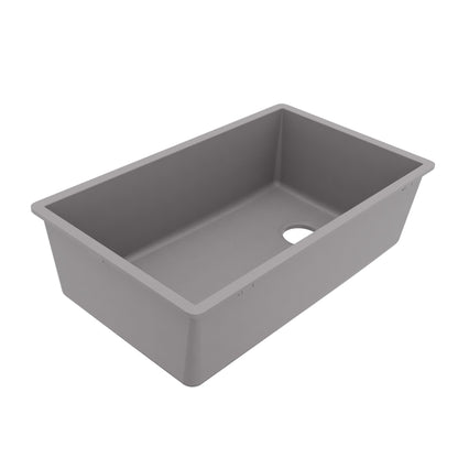 31-5/8" Undermount Large Single Bowl Quartz Composite Kitchen Sink In Grey