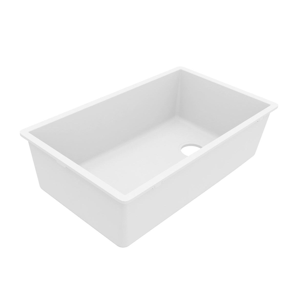 31-5/8" Undermount Large Single Bowl Quartz Composite Kitchen Sink In White