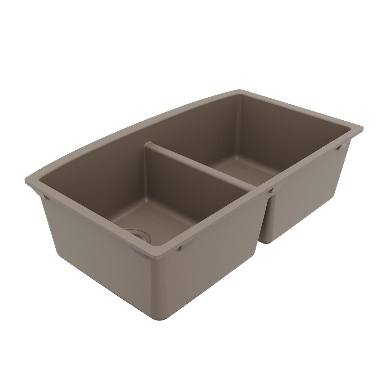 32-1/2" Undermount Double Equal Bowl Quartz Composite Kitchen Sink In Concrete