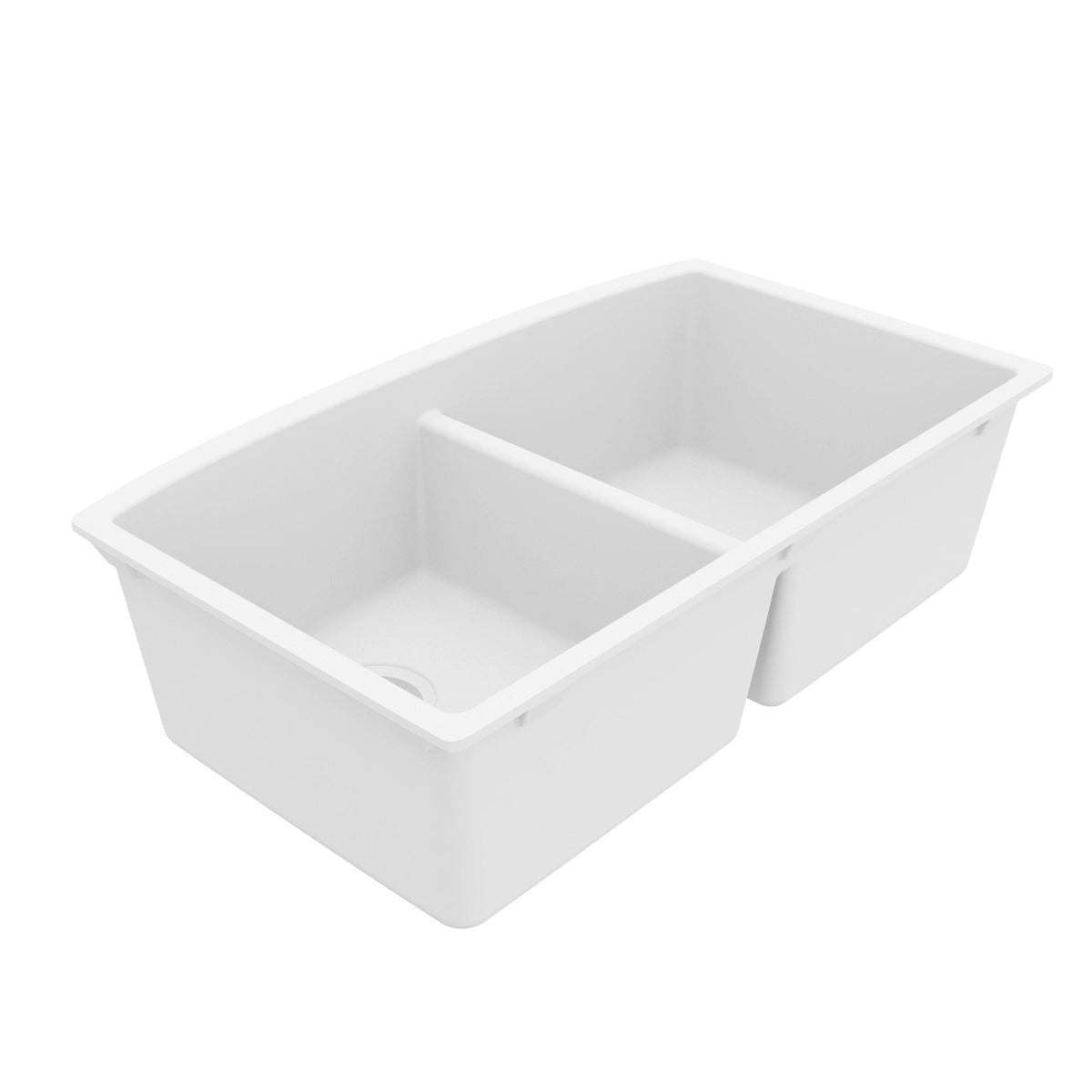 32-1/2" Undermount Double Equal Bowl Quartz Composite Kitchen Sink In White