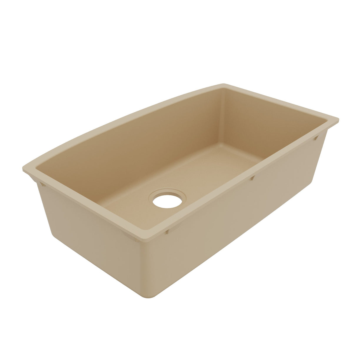 32-1/2" Undermount Large Single Bowl Quartz Composite Kitchen Sink In Bisque