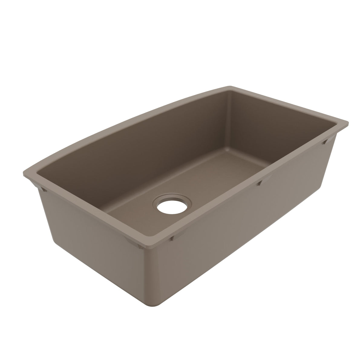 32-1/2" Undermount Large Single Bowl Quartz Composite Kitchen Sink In Concrete