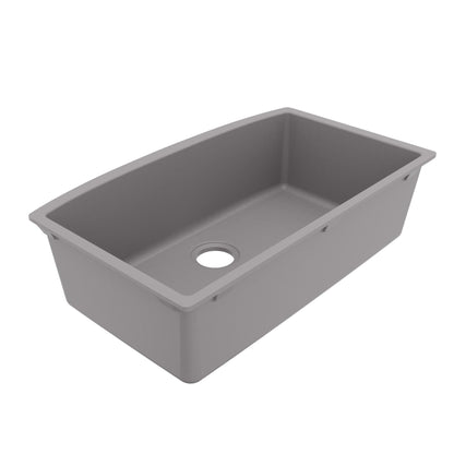 32-1/2" Undermount Large Single Bowl Quartz Composite Kitchen Sink In Grey