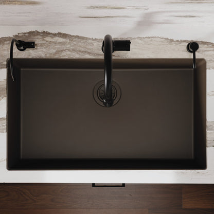 32-3/8" Undermount Large Single Bowl Quartz Composite Kitchen Sink In Brown