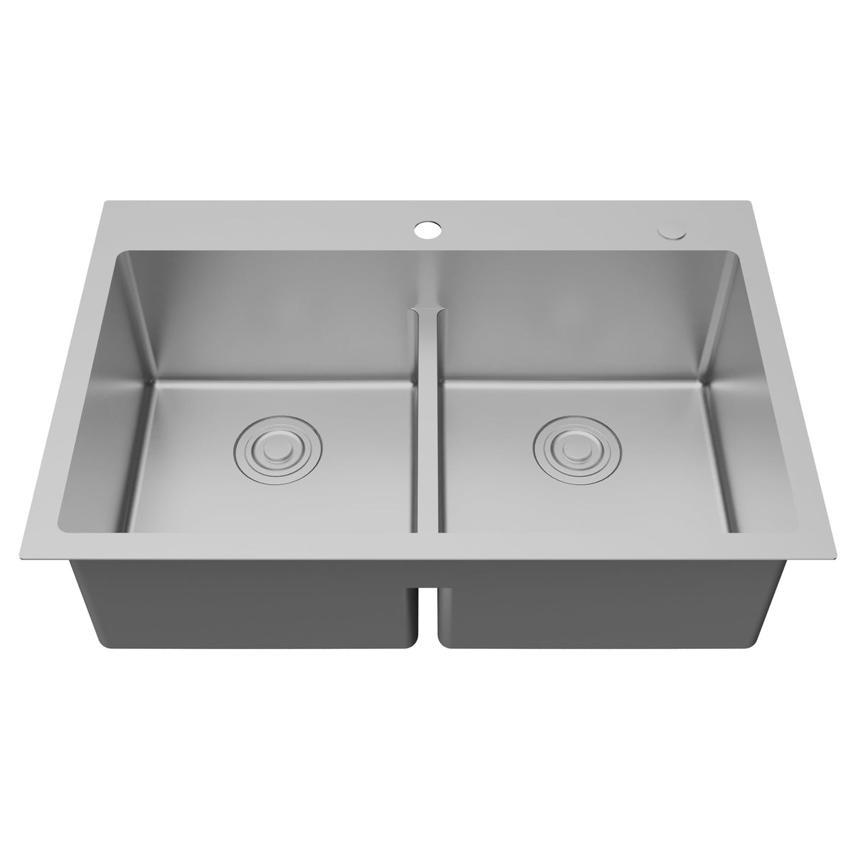 Fusion 33" Top Mount 16 Gauge Double Bowl Stainless Steel Sink with Accessories