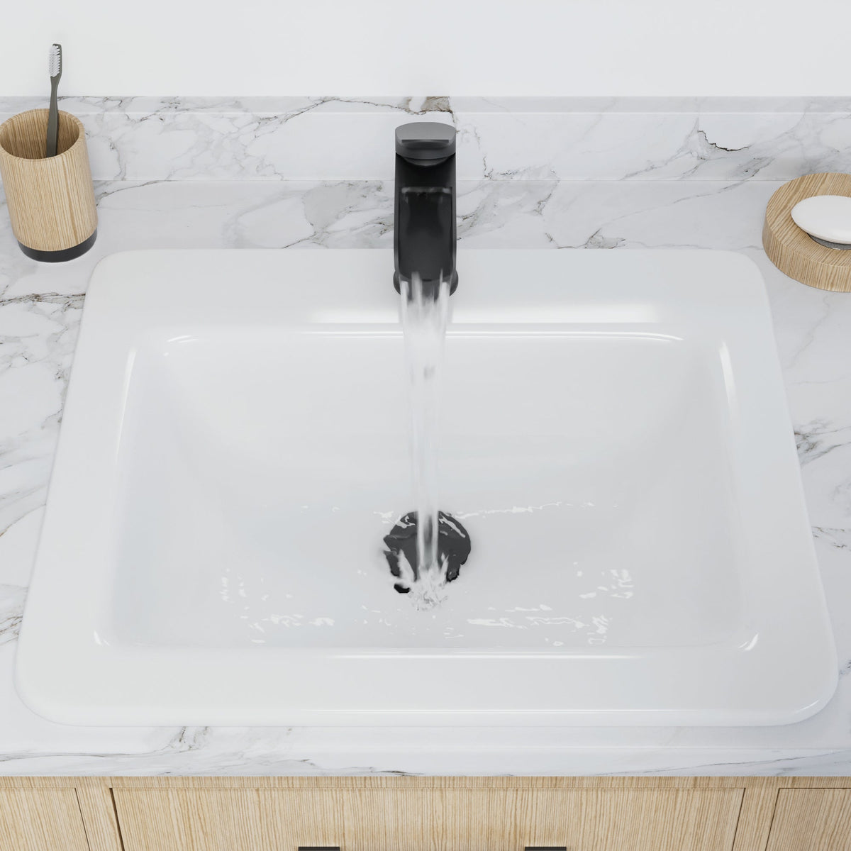 Valera 21" Rectangular Top Mount Vitreous China Bathroom Sink In White