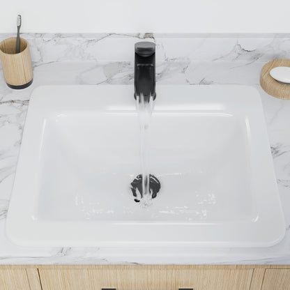 Valera 21" Rectangular Top Mount Vitreous China Bathroom Sink In White