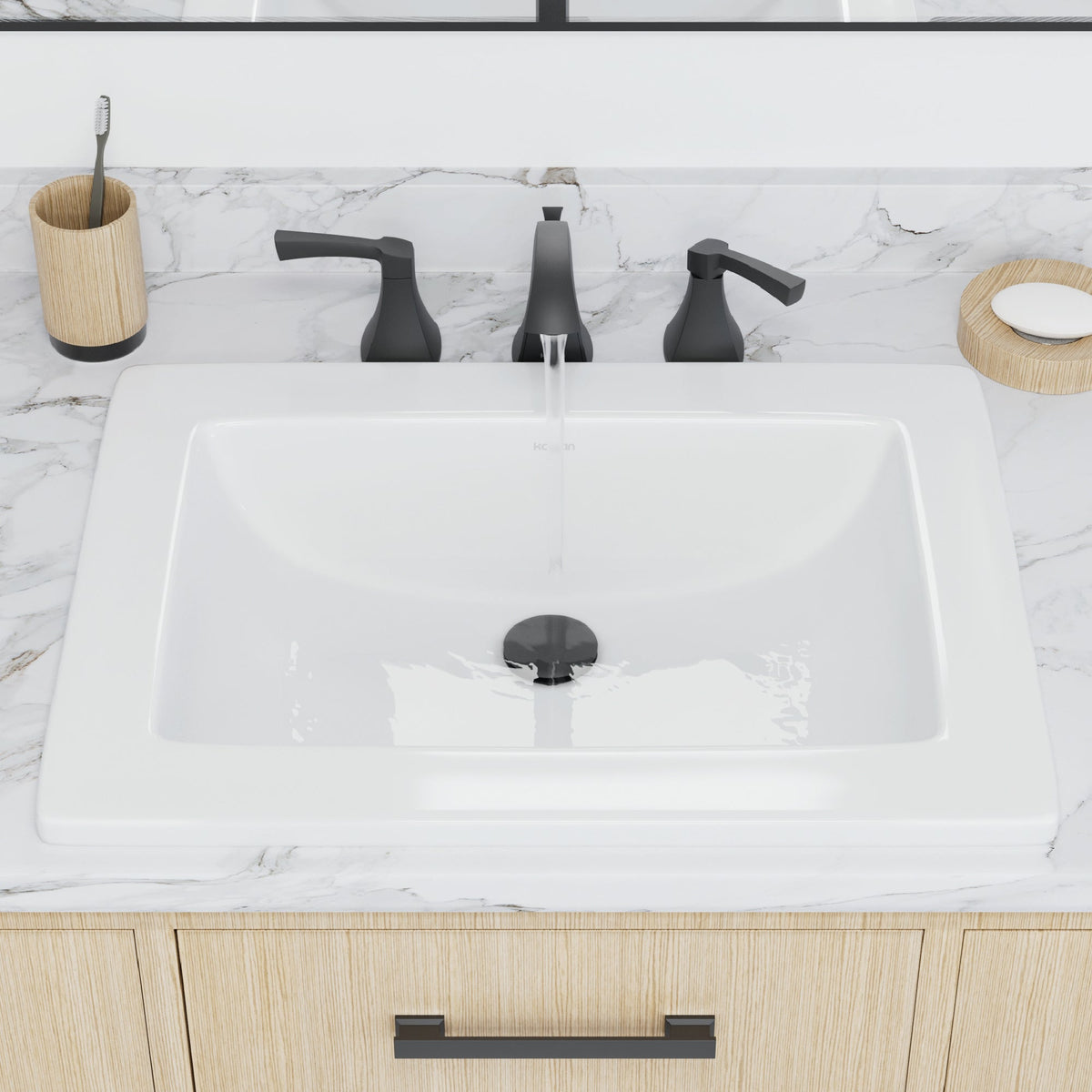 Valera 23" Rectangular Top Mount Vitreous China Bathroom Sink In White