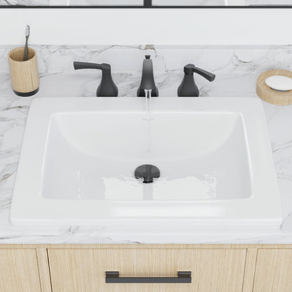 Valera 23" Rectangular Top Mount Vitreous China Bathroom Sink In White
