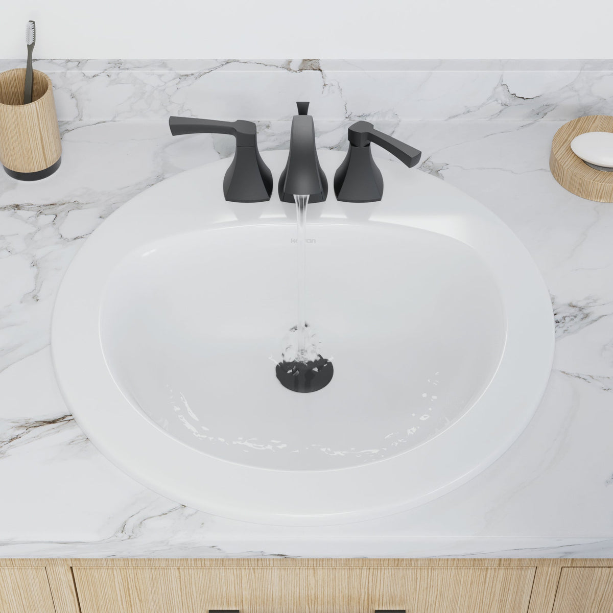 Valera 20" Circular Top Mount Vitreous China Bathroom Sink In White