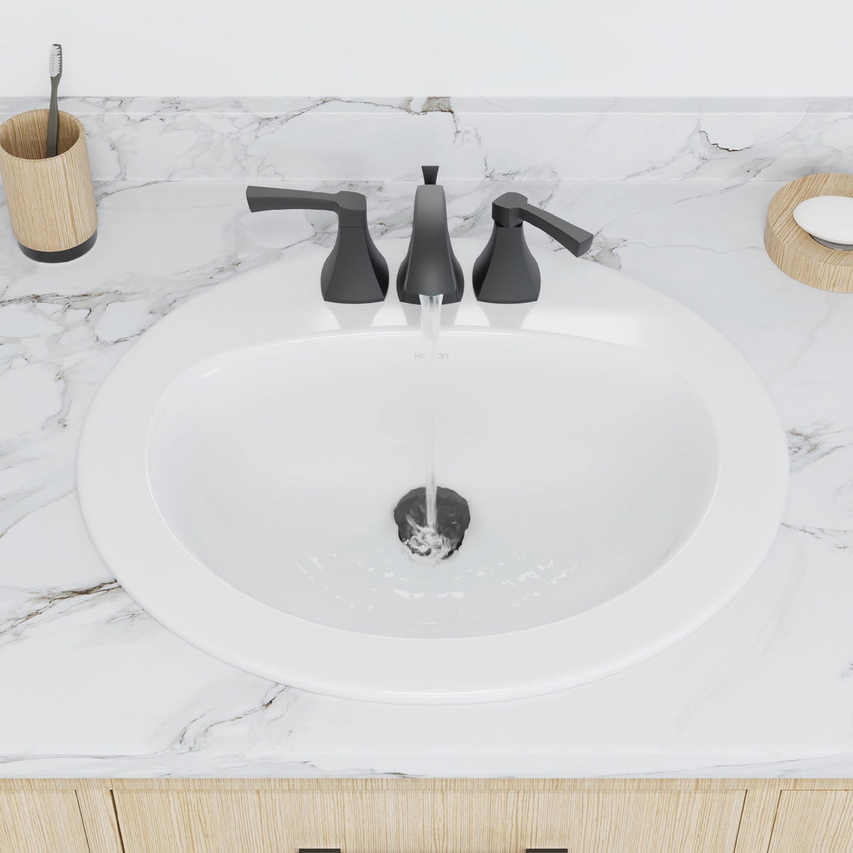 Valera 21" Oval Top Mount Vitreous China Bathroom Sink In White