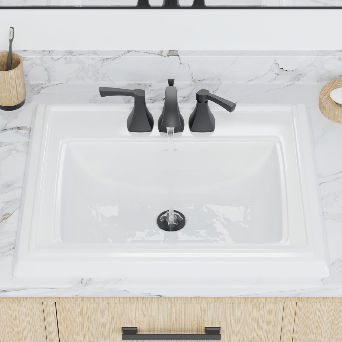 Valera 23" Rectangular Top Mount Vitreous China Bathroom Sink In White